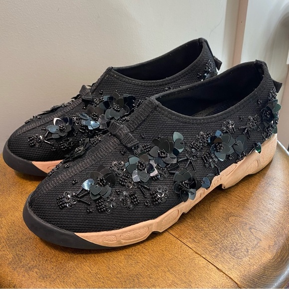 Dior Fusion Low Top Slip-On Embellished Sneakers Black and Pink Women’s Size 9 - Picture 1 of 15